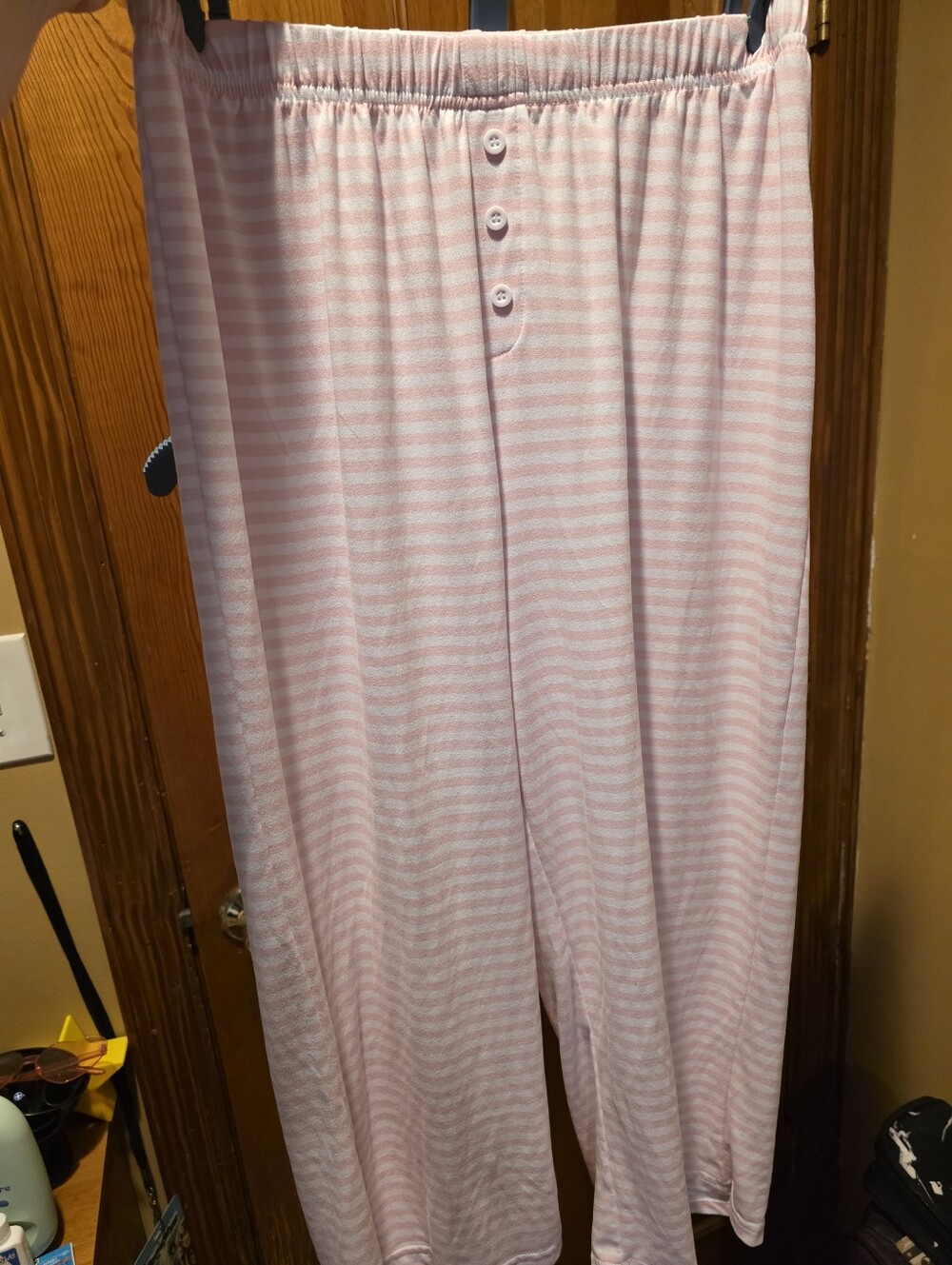 NWOT Womens Life Is Good Size Med Pink And White Striped Lounge Pants
